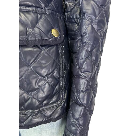 J. Crew Shiny Downtown Quilted Field Puffer Jacket Navy Blue C8548 Size S - Picture 11 of 16